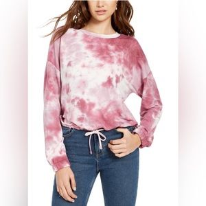 HOOKED UP Womens Pink Tie Dye Long Sleeve
Jewel Neck Top Size Large NWOT